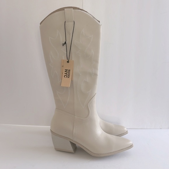 Madden NYC Embroidered Tall Western Coastal Cowgirl Stacked Heel Boot Size 9 NWT - Picture 7 of 10
